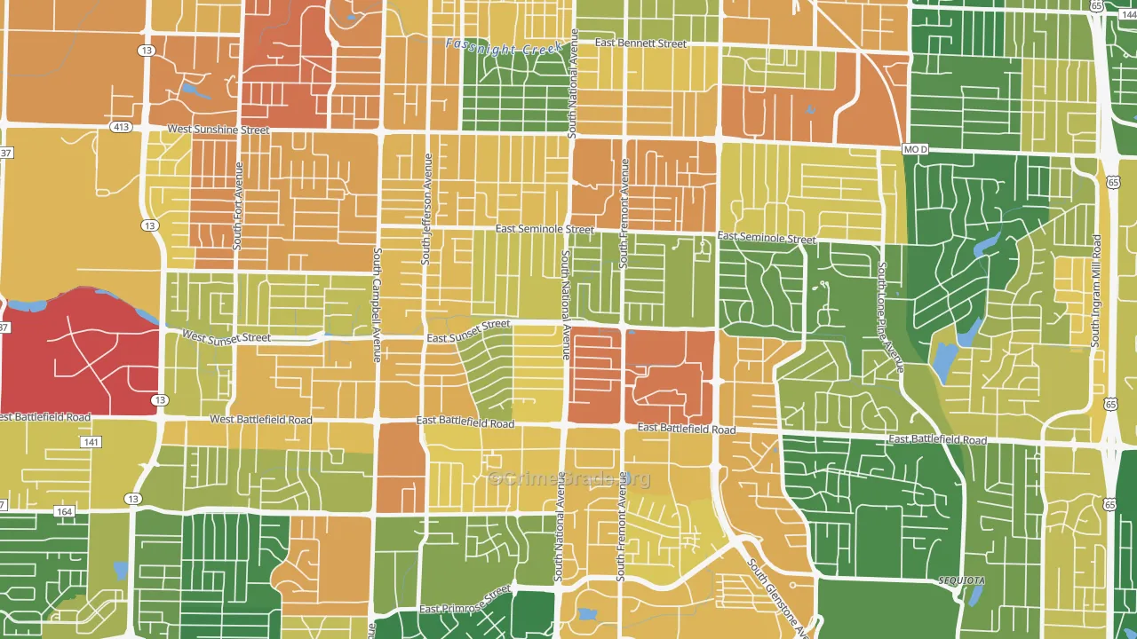 Meador Park, Springfield, MO Map of Vandalism Rates