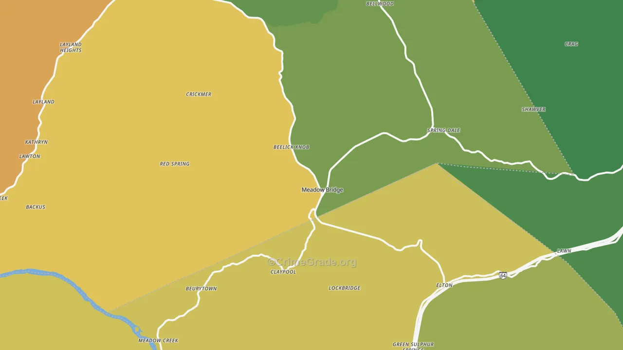 Meadow Bridge, WV Map of Vandalism Rates