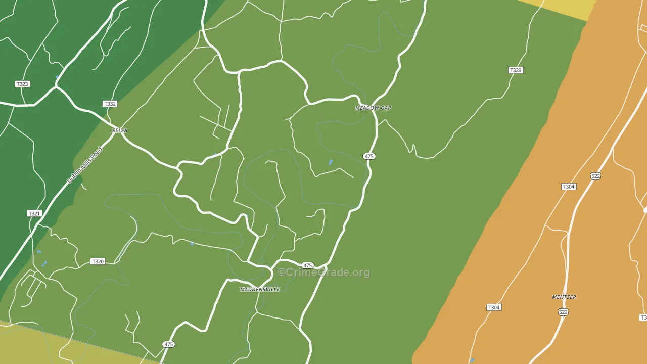 Meadow Gap, PA Map of Vandalism Rates