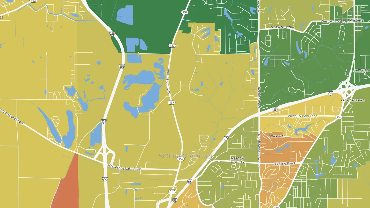 Meadow Heights, IL Map of Vandalism Rates