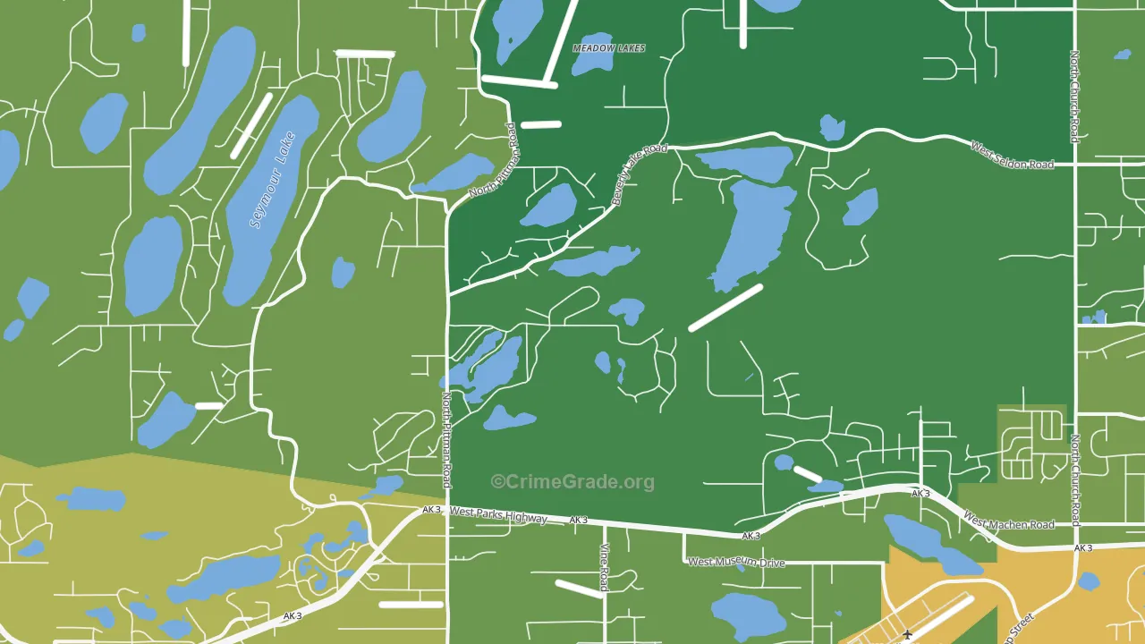 Meadow Lakes, AK Map of Vandalism Rates