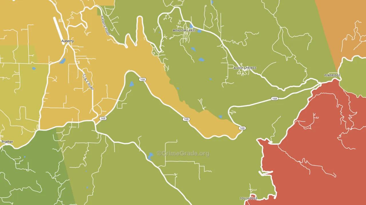 Meadow Lakes, CA Map of Vandalism Rates