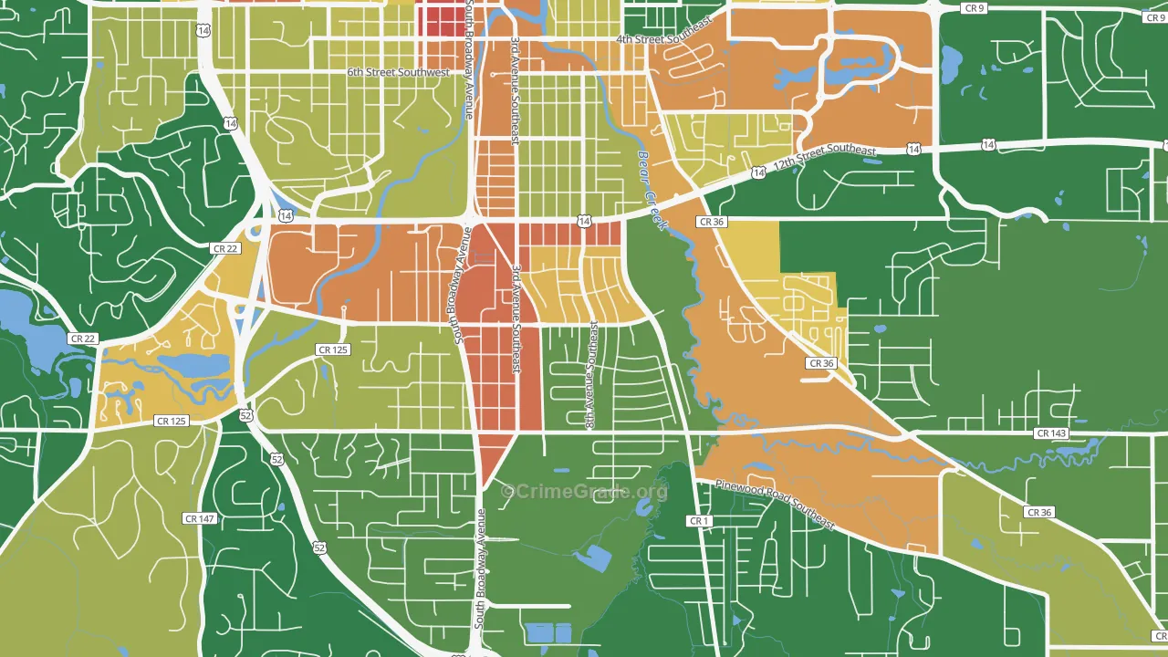 Meadow Park, Rochester, MN Map of Vandalism Rates