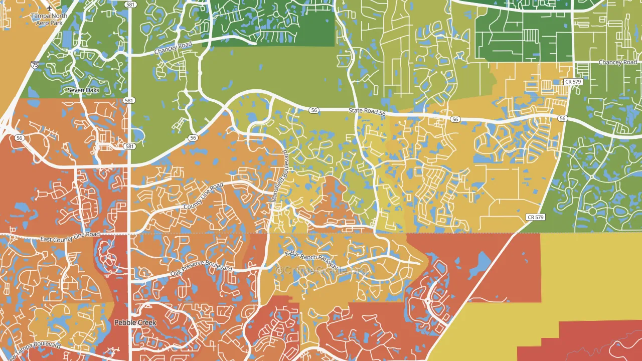 Meadow Point, Wesley Chapel, FL Map of Vandalism Rates