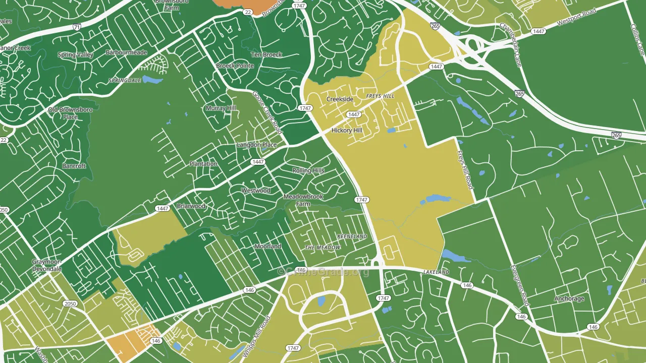 Meadow Vale, KY Map of Vandalism Rates