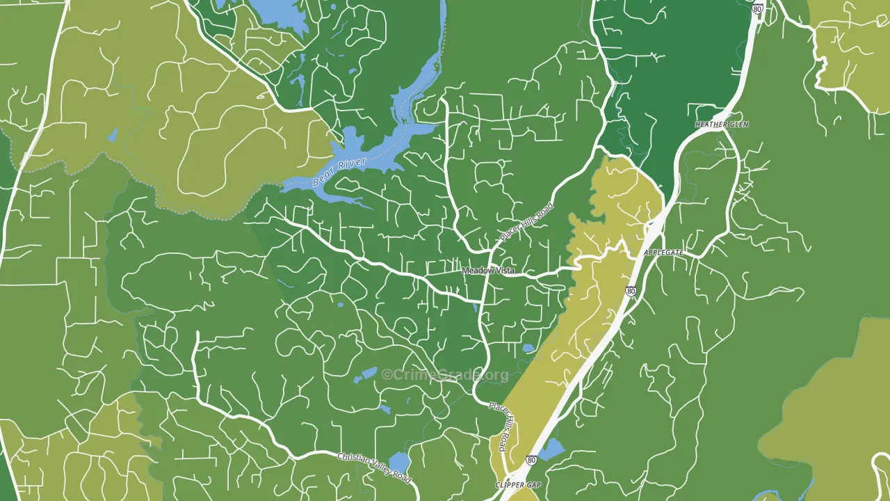 Meadow Vista, CA Map of Vandalism Rates