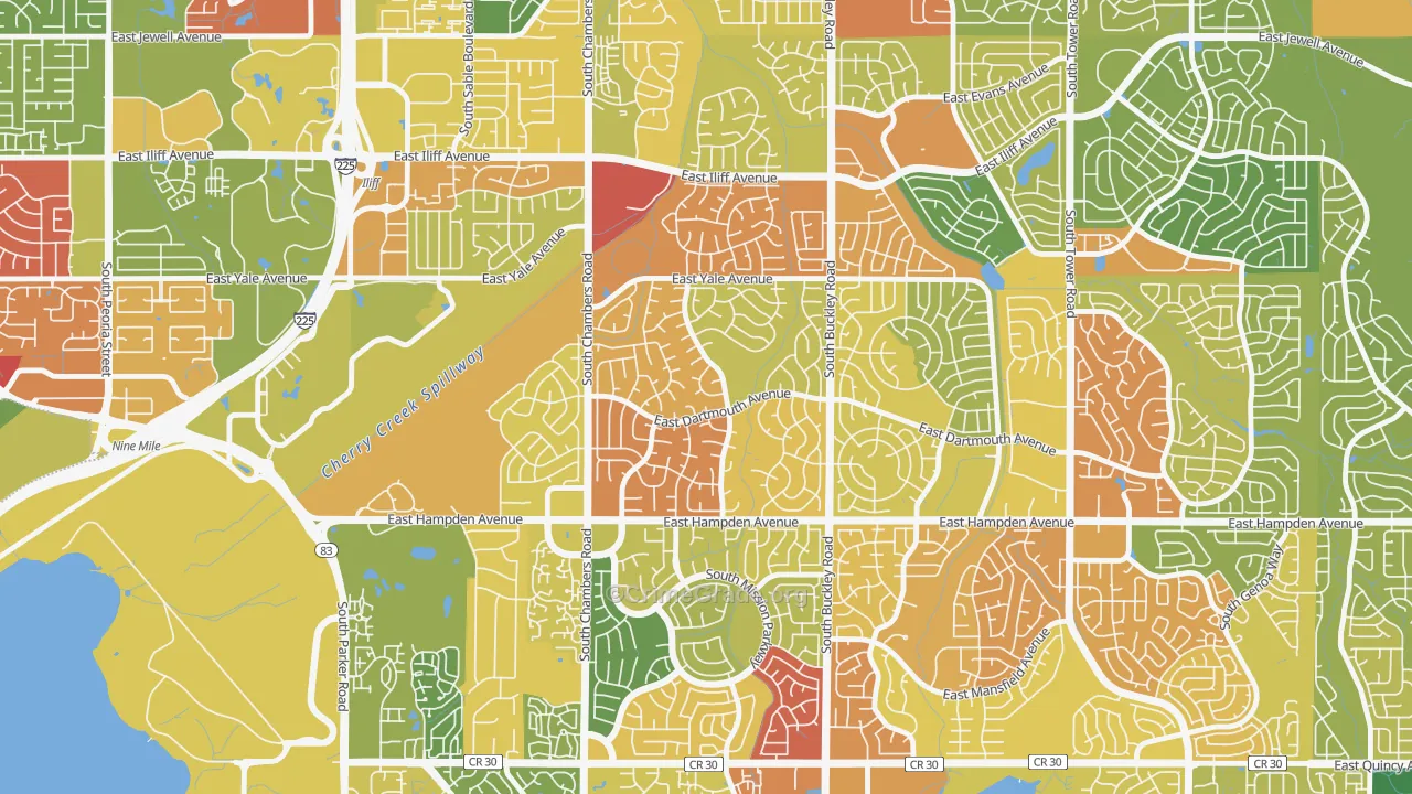 Meadow Wood, Aurora, CO Map of Vandalism Rates