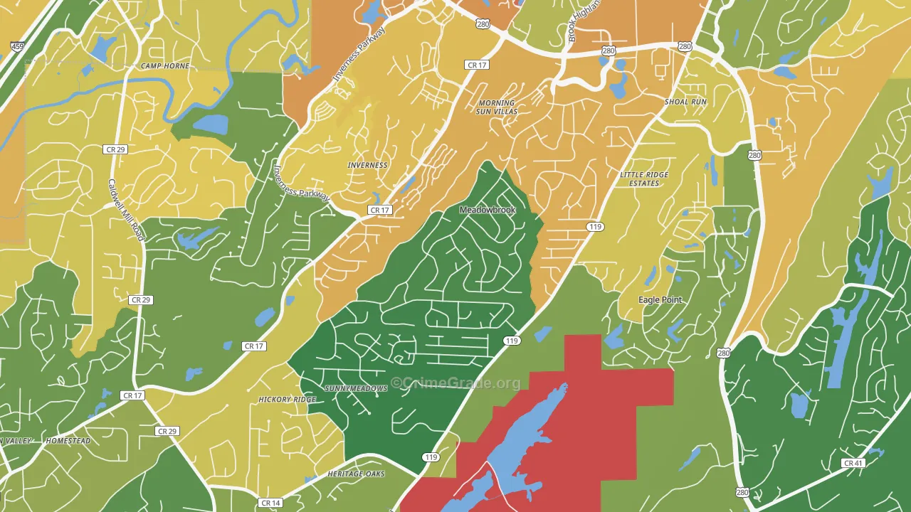 Meadowbrook, AL Map of Vandalism Rates