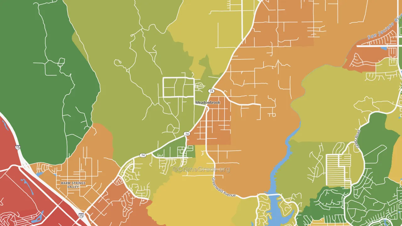 Meadowbrook, CA Map of Vandalism Rates