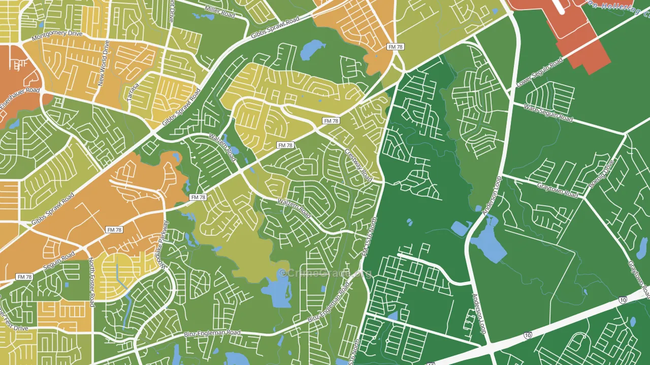 Meadowbrook, Converse, TX Map of Vandalism Rates