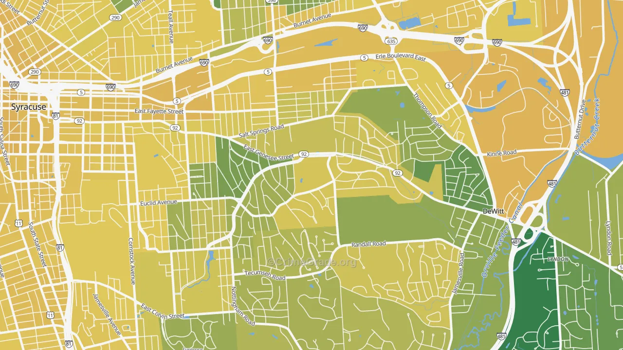 Meadowbrook, Syracuse, NY Map of Vandalism Rates