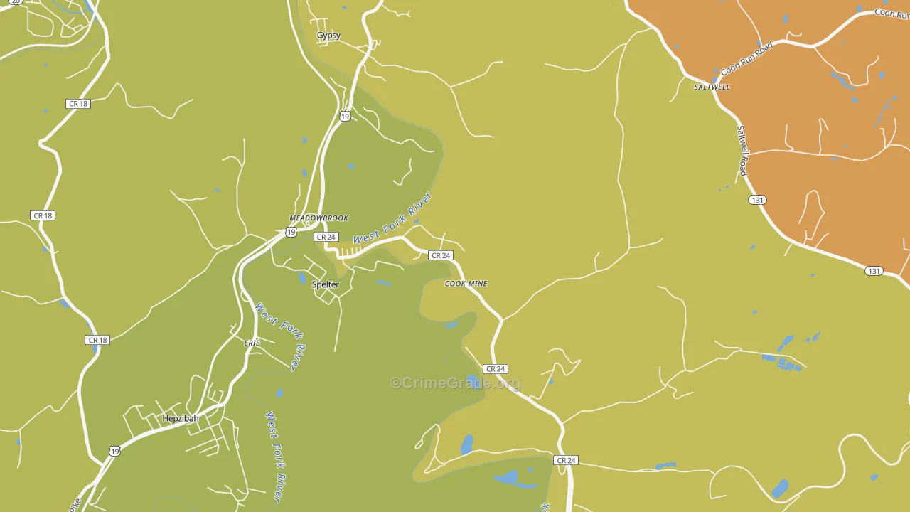Meadowbrook, WV Map of Vandalism Rates