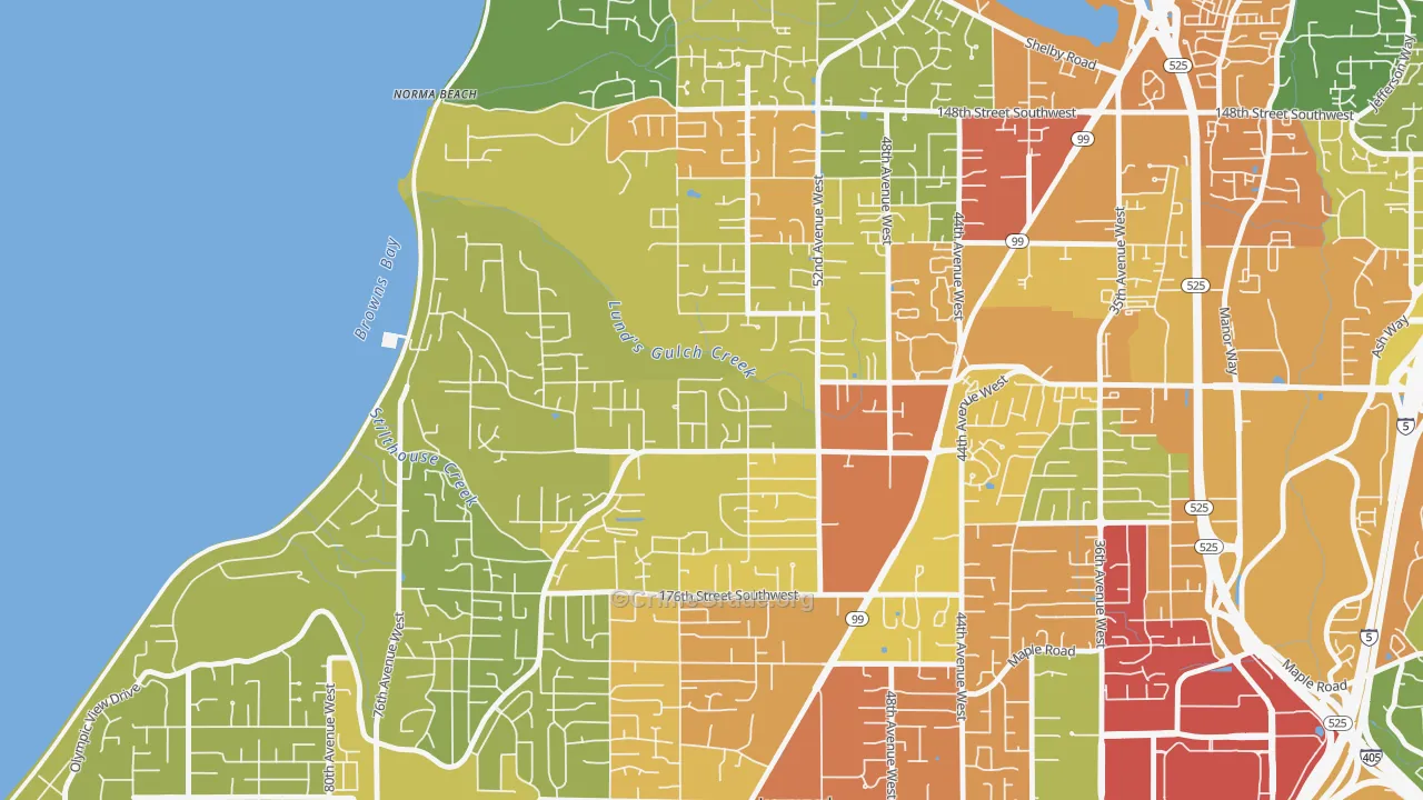 Meadowdale, Lynnwood, WA Map of Vandalism Rates