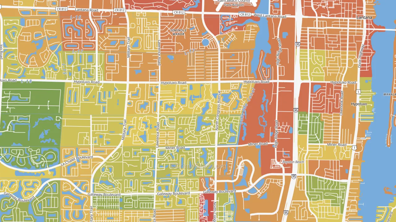 Meadows, Boynton Beach, FL Map of Vandalism Rates