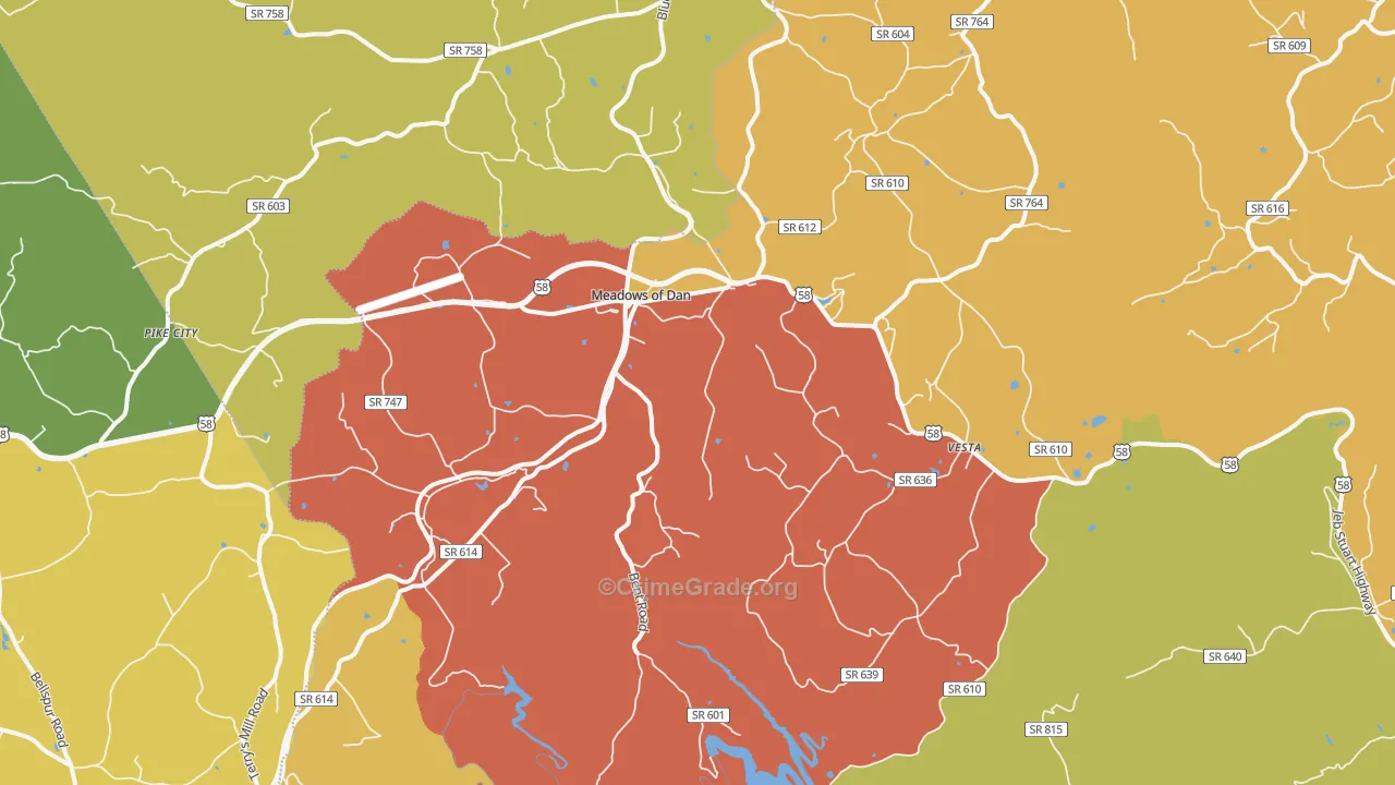 Meadows Of Dan, VA Map of Vandalism Rates