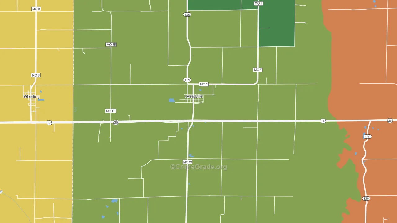 Meadville, MO Map of Vandalism Rates