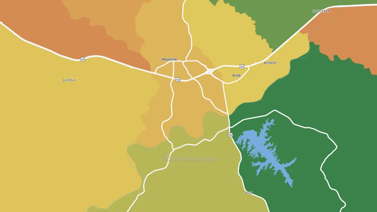 Meadville, MS Map of Vandalism Rates