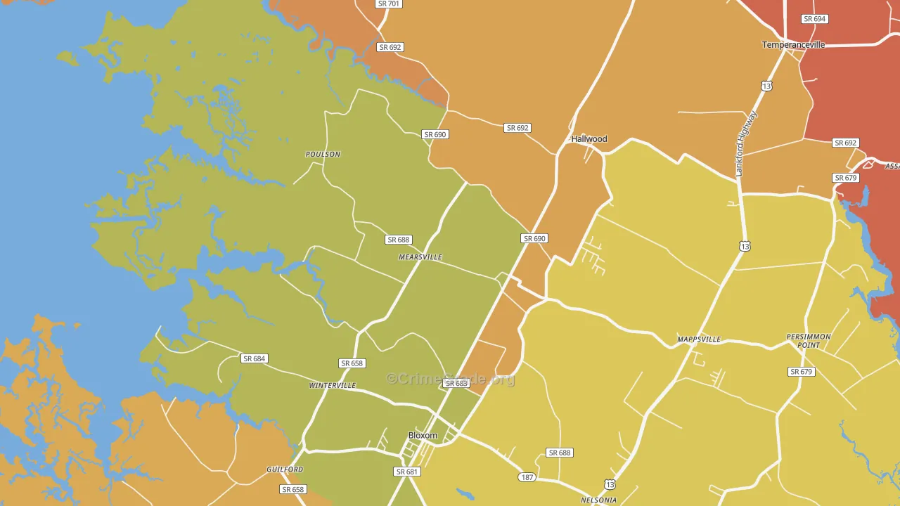 Mears, VA Map of Vandalism Rates