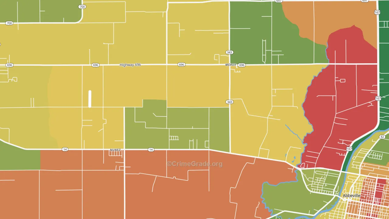 Meaux, LA Map of Vandalism Rates