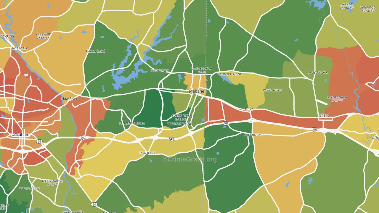Mebane, NC Map of Vandalism Rates