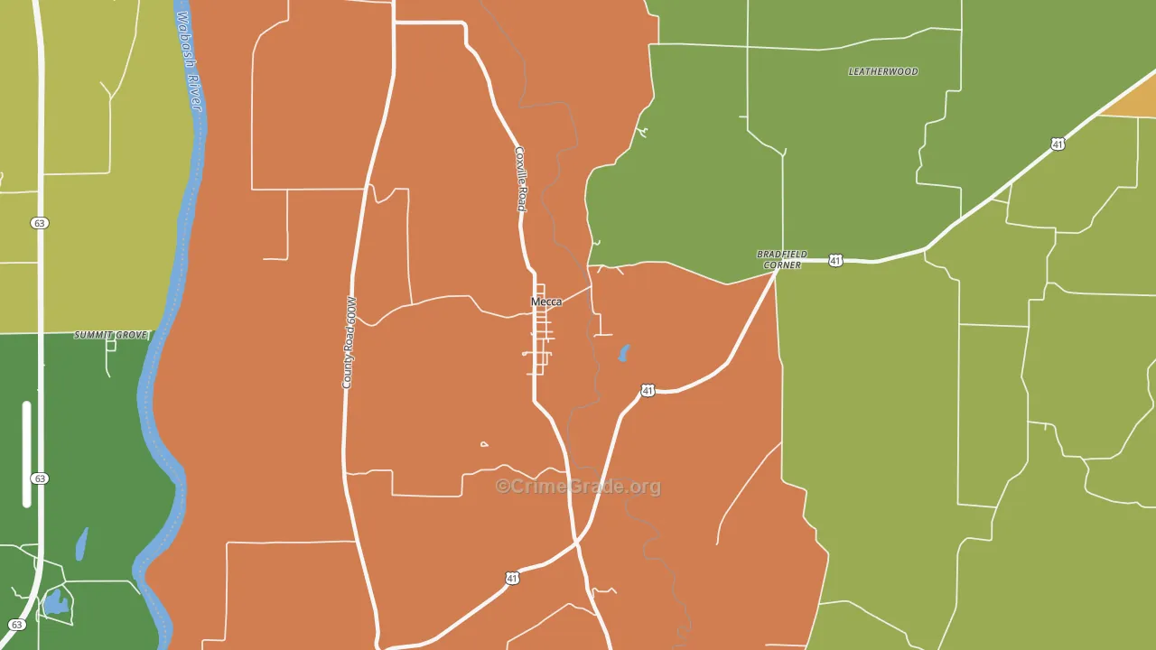 Mecca, IN Map of Vandalism Rates