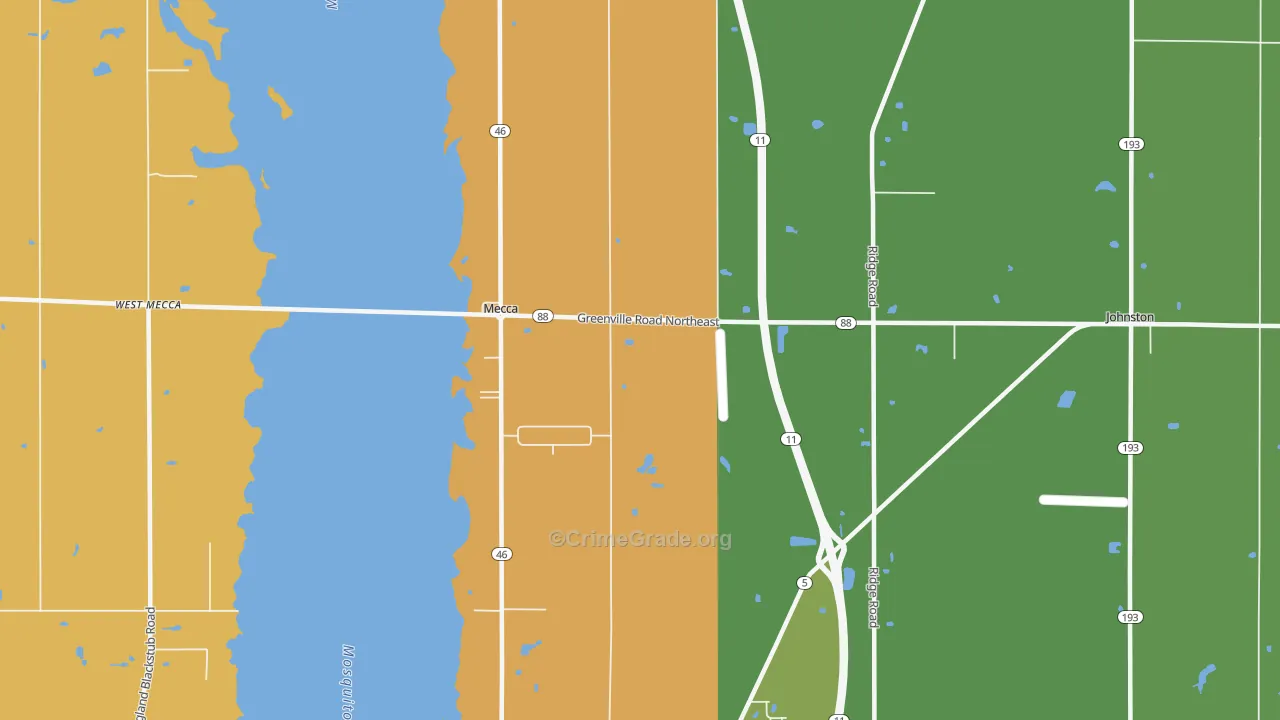 Mecca, OH Map of Vandalism Rates