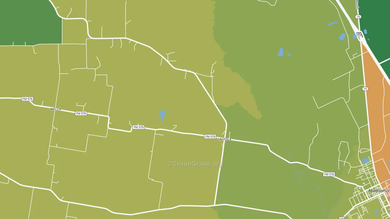 Mecca, TX Map of Vandalism Rates