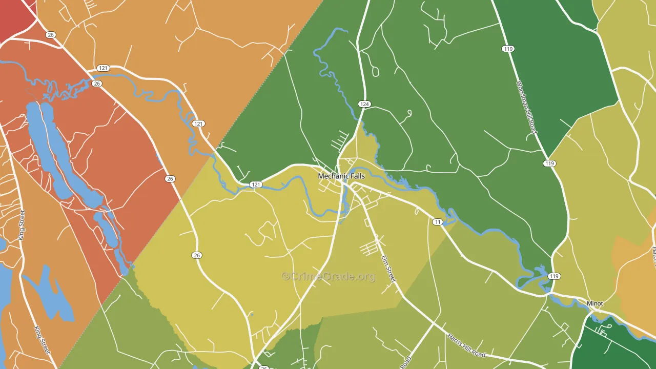 Mechanic Falls, ME Map of Vandalism Rates
