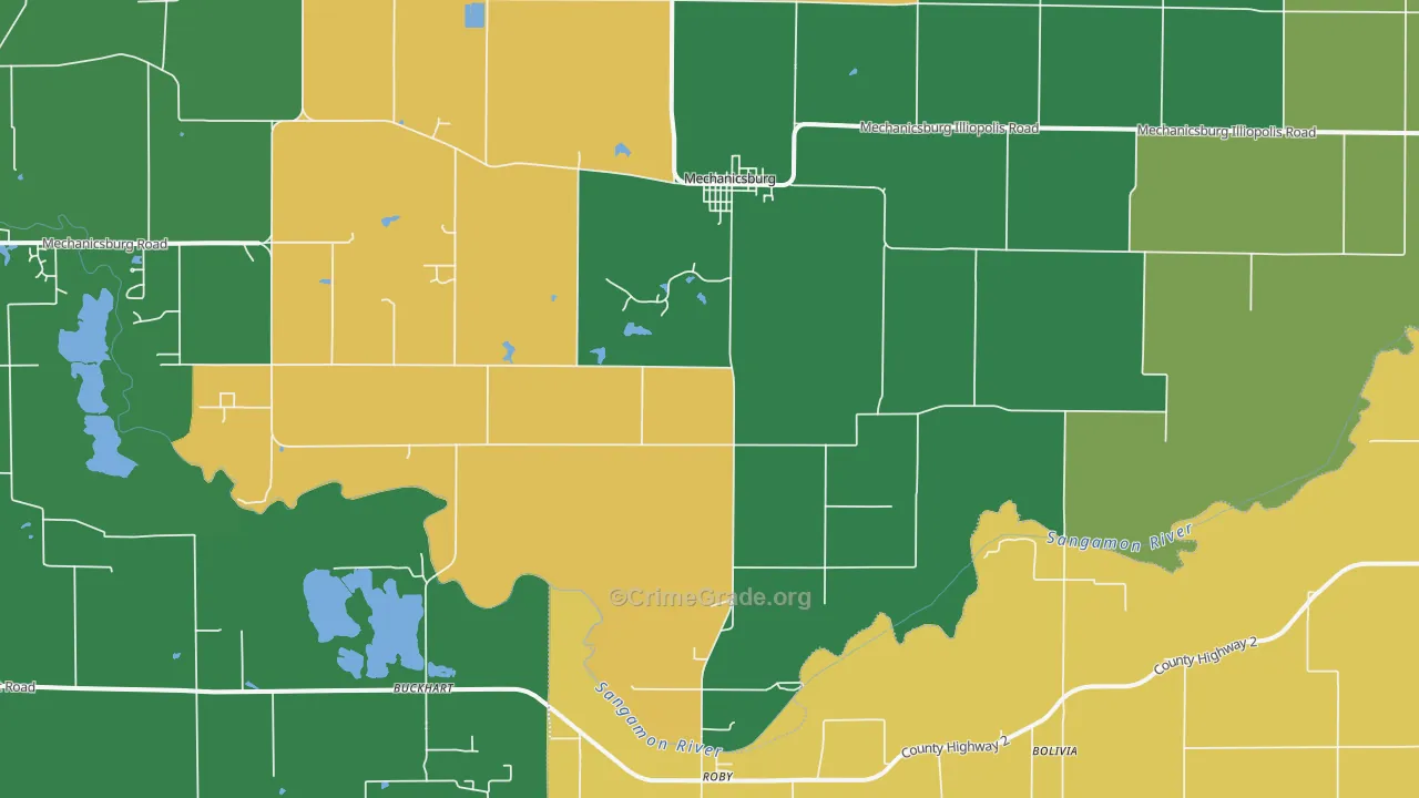 Mechanicsburg, IL Map of Vandalism Rates