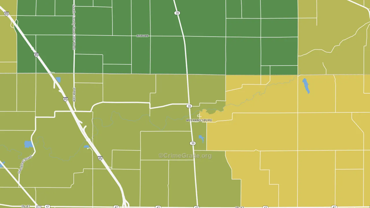Mechanicsburg, IN Map of Vandalism Rates