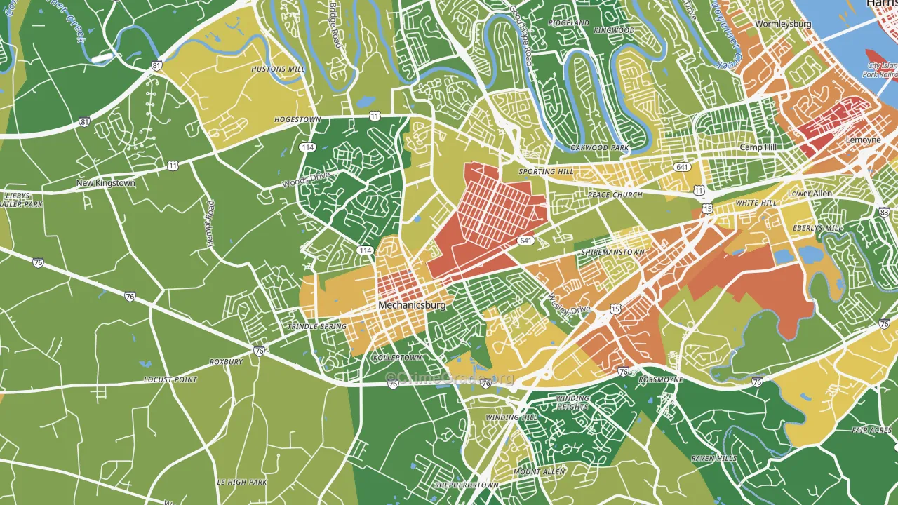 Mechanicsburg, PA Map of Vandalism Rates