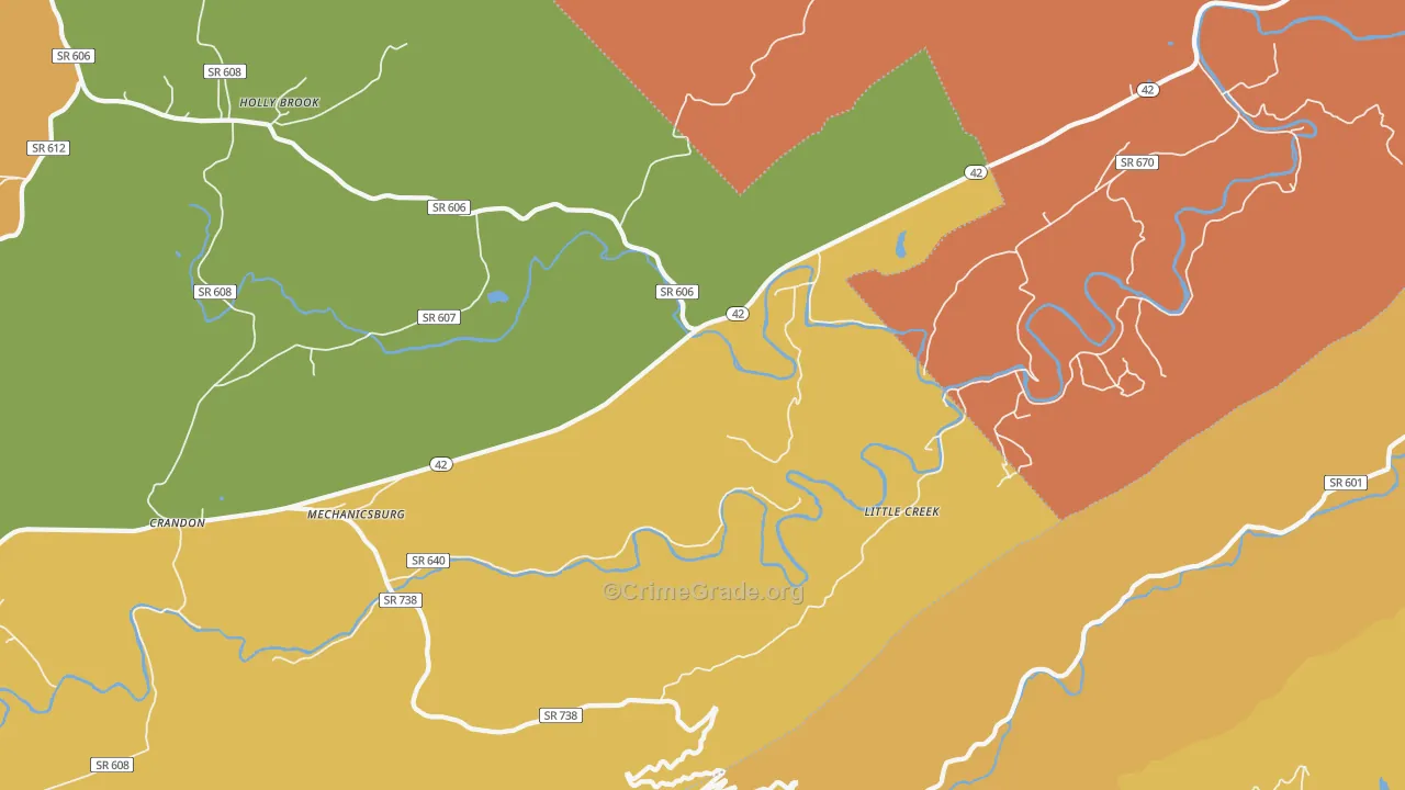 Mechanicsburg, VA Map of Vandalism Rates