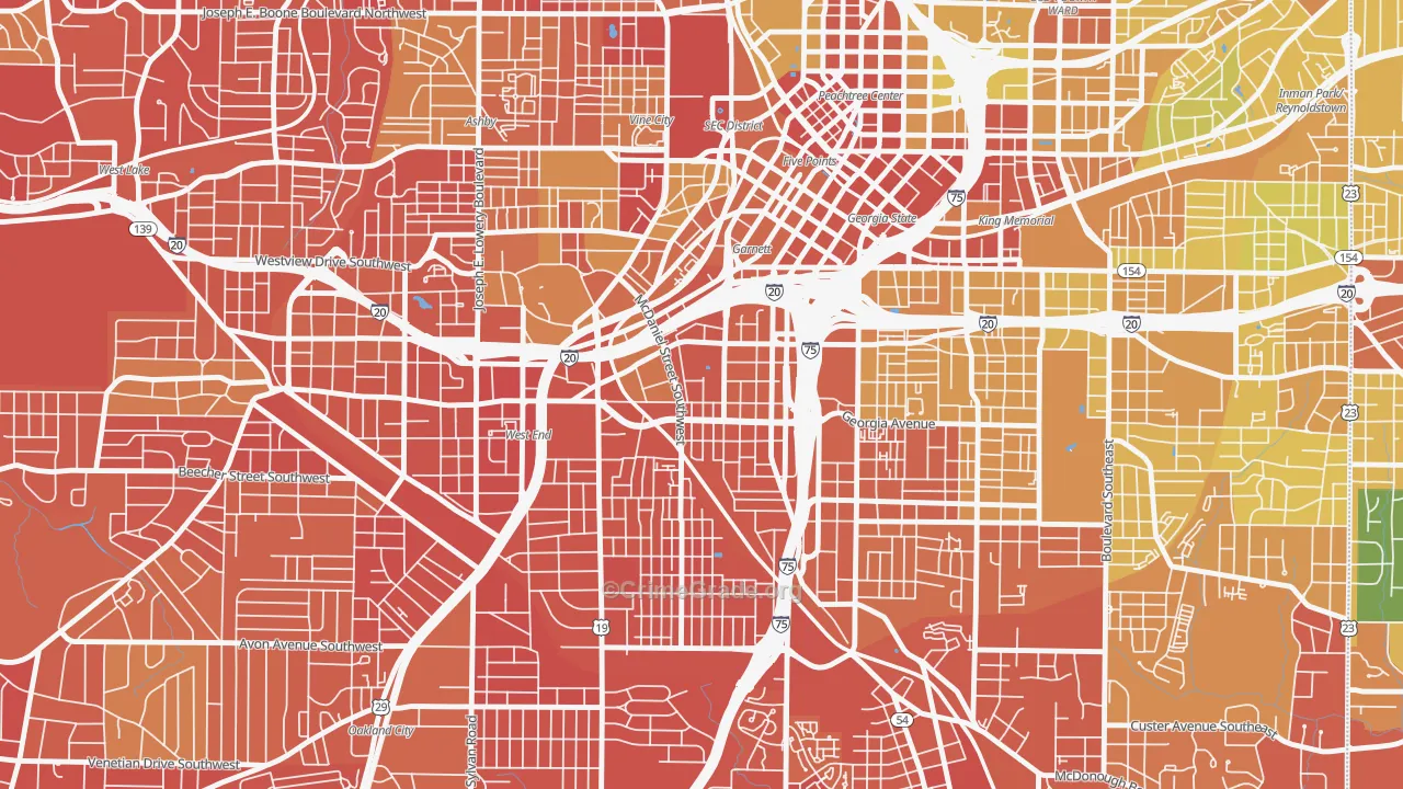 Mechanicsville, Atlanta, GA Map of Vandalism Rates