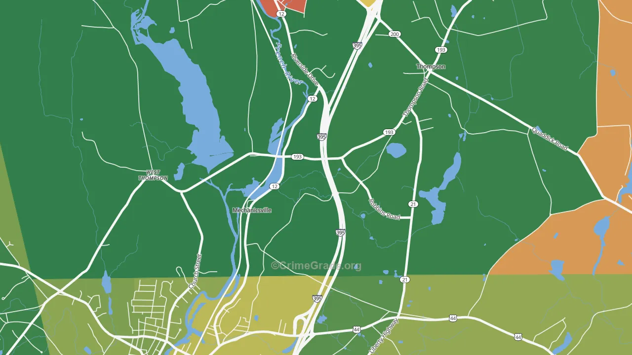 Mechanicsville, CT Map of Vandalism Rates