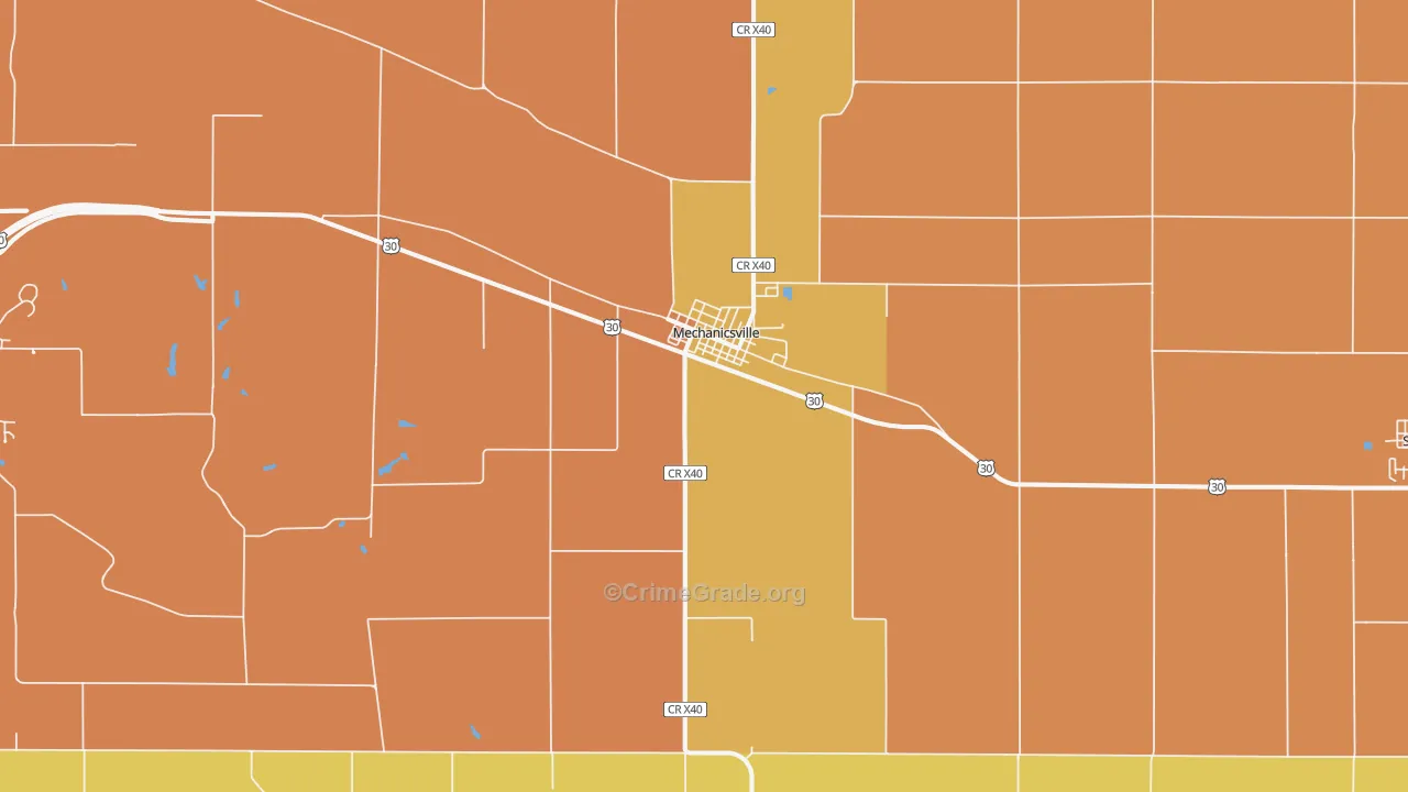 Mechanicsville, IA Map of Vandalism Rates