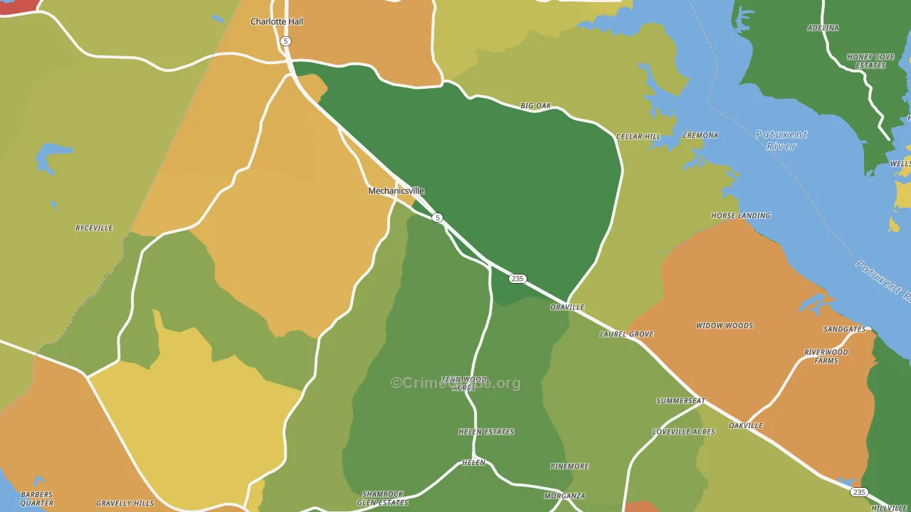 Mechanicsville, MD Map of Vandalism Rates