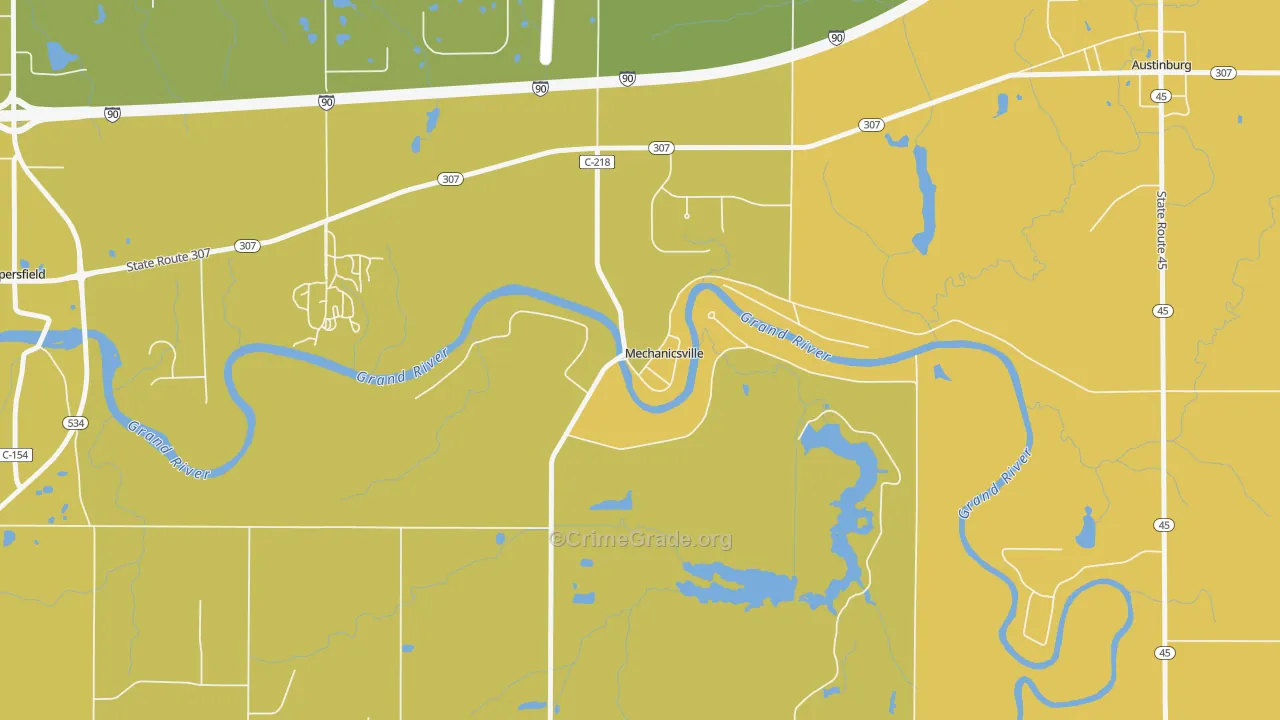 Mechanicsville, OH Map of Vandalism Rates