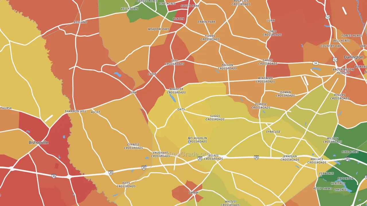 Mechanicsville, SC Map of Vandalism Rates
