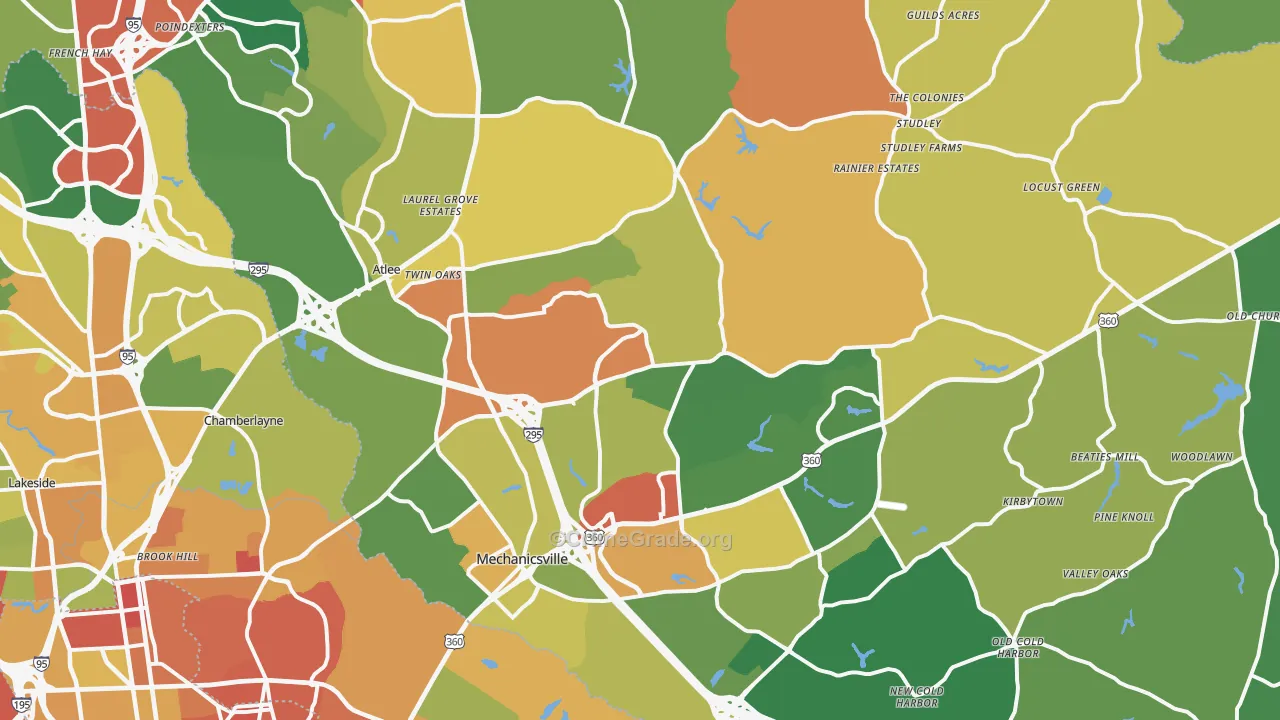 Mechanicsville, VA Map of Vandalism Rates