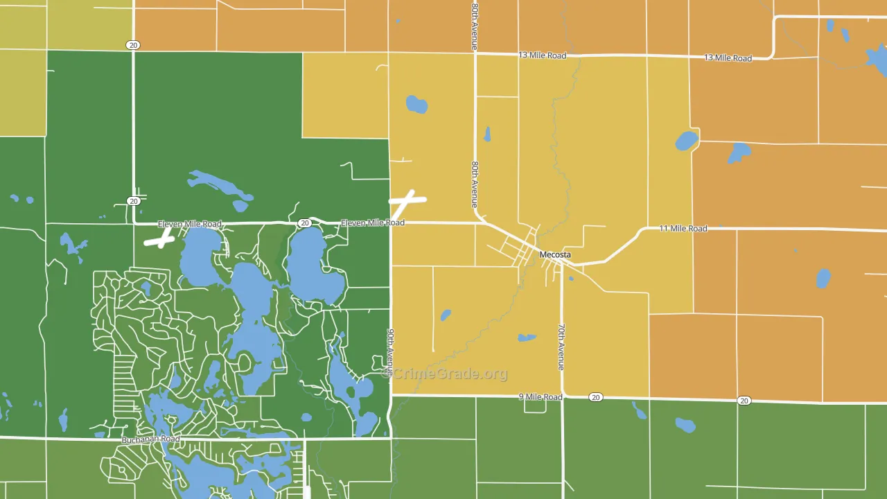 Mecosta, MI Map of Vandalism Rates