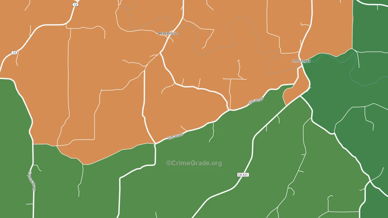 Mederville, IA Map of Vandalism Rates