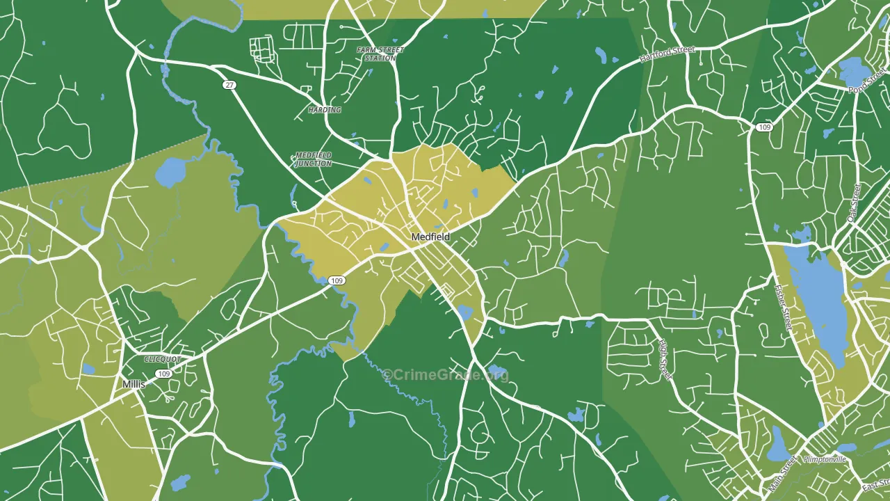 Medfield, MA Map of Vandalism Rates