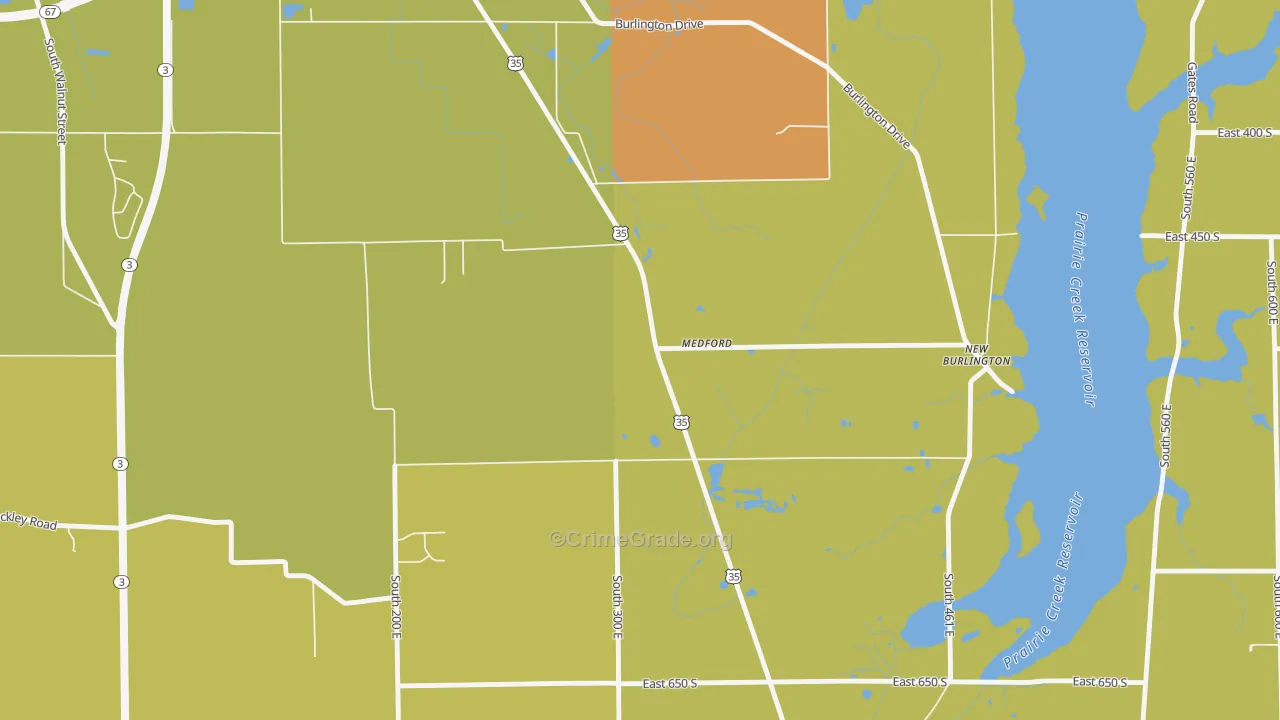 Medford, IN Map of Vandalism Rates