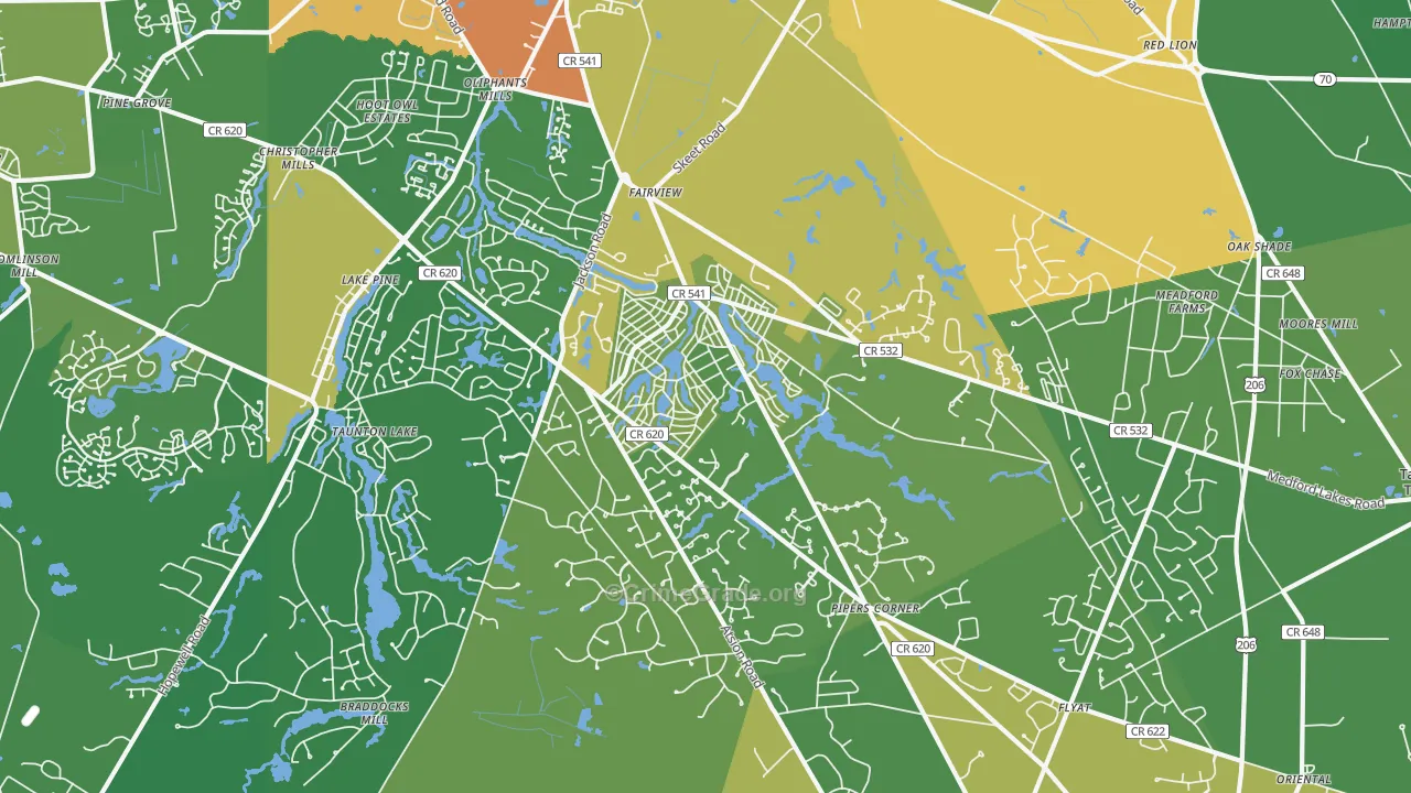 Medford Lakes, NJ Map of Vandalism Rates
