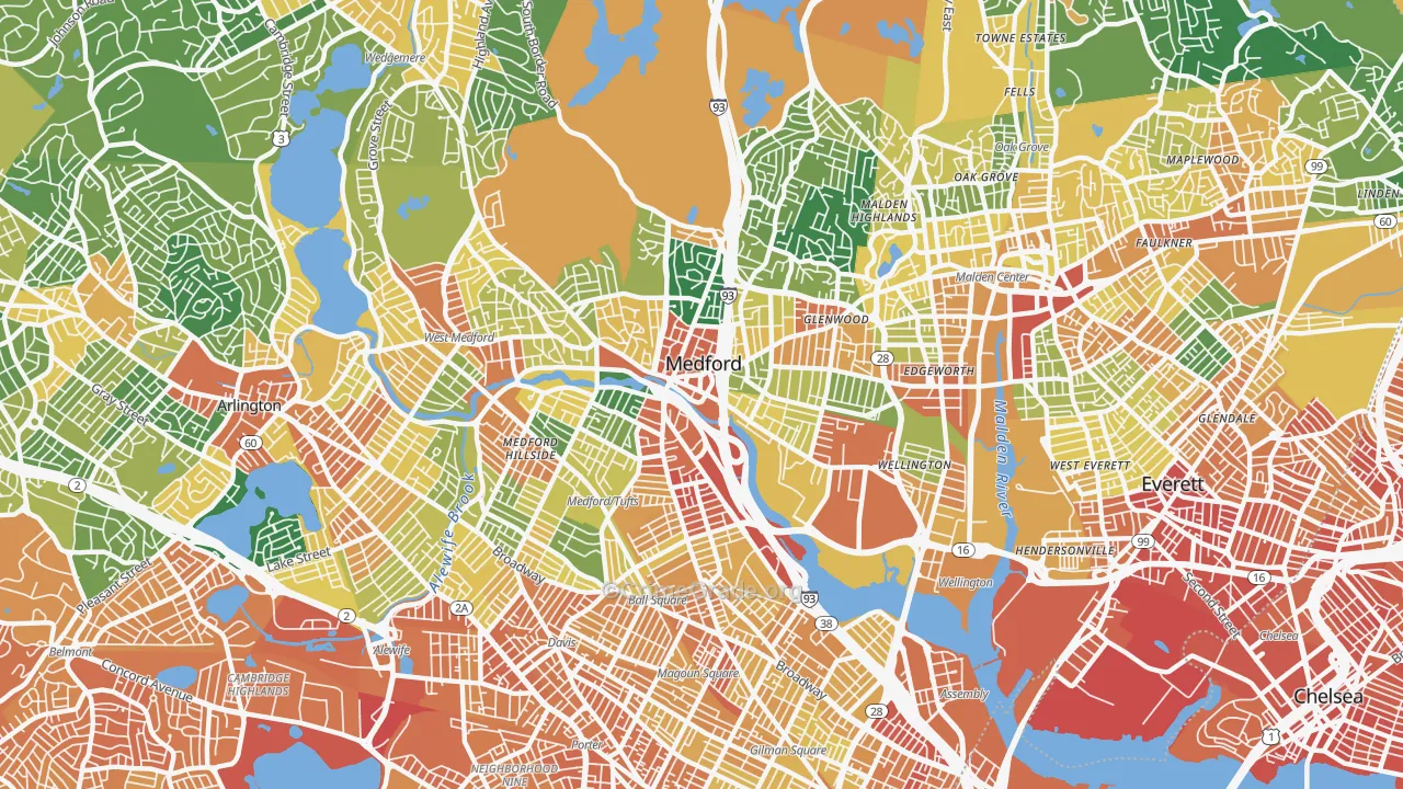 Medford, MA Map of Vandalism Rates
