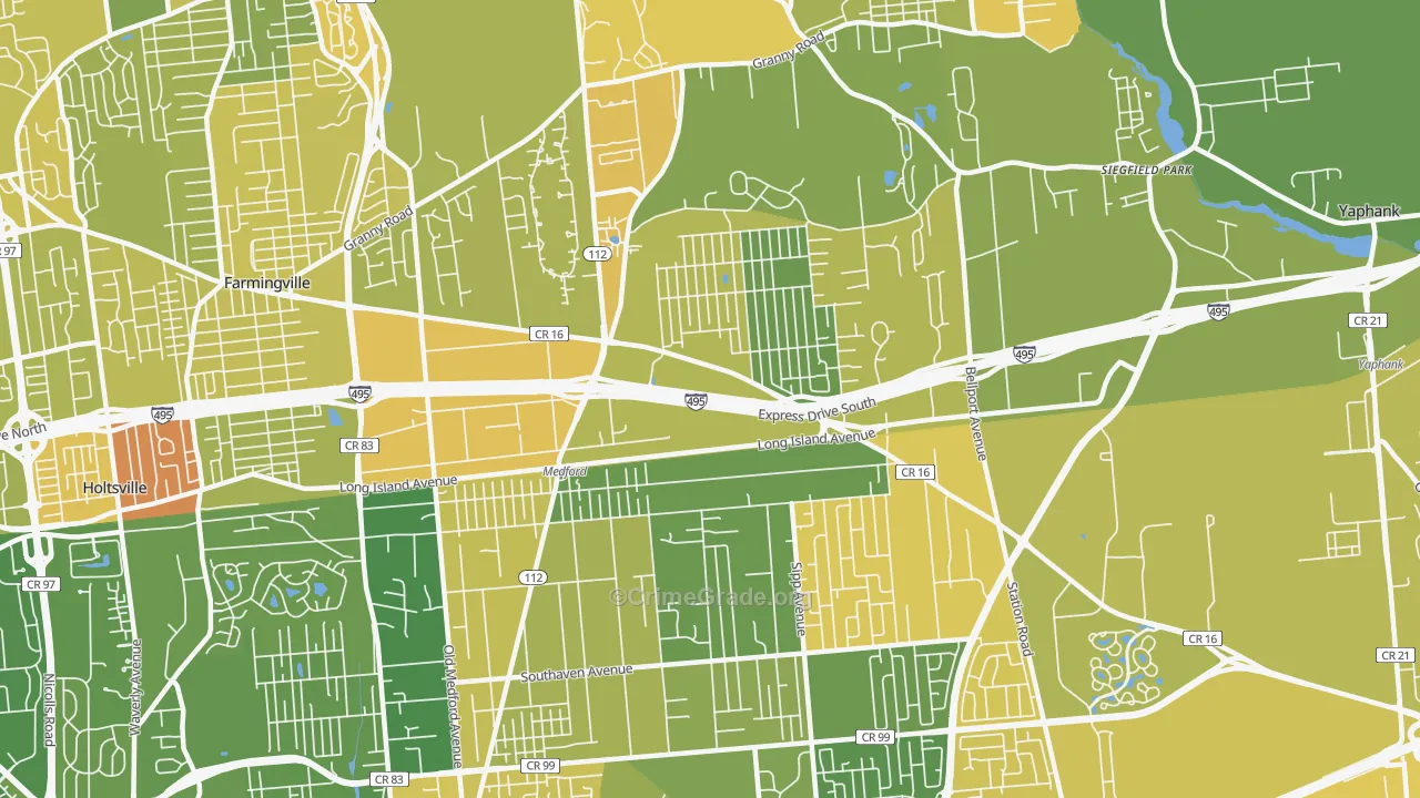 Medford, NY Map of Vandalism Rates