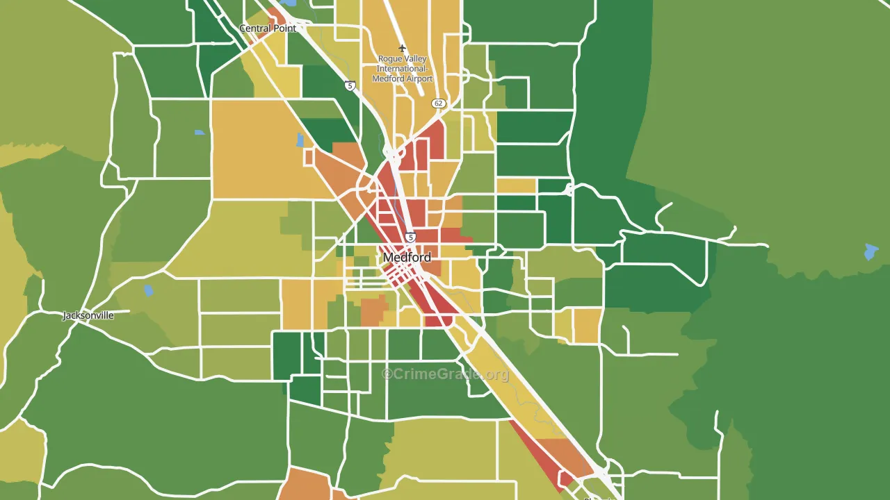 Medford, OR Map of Vandalism Rates