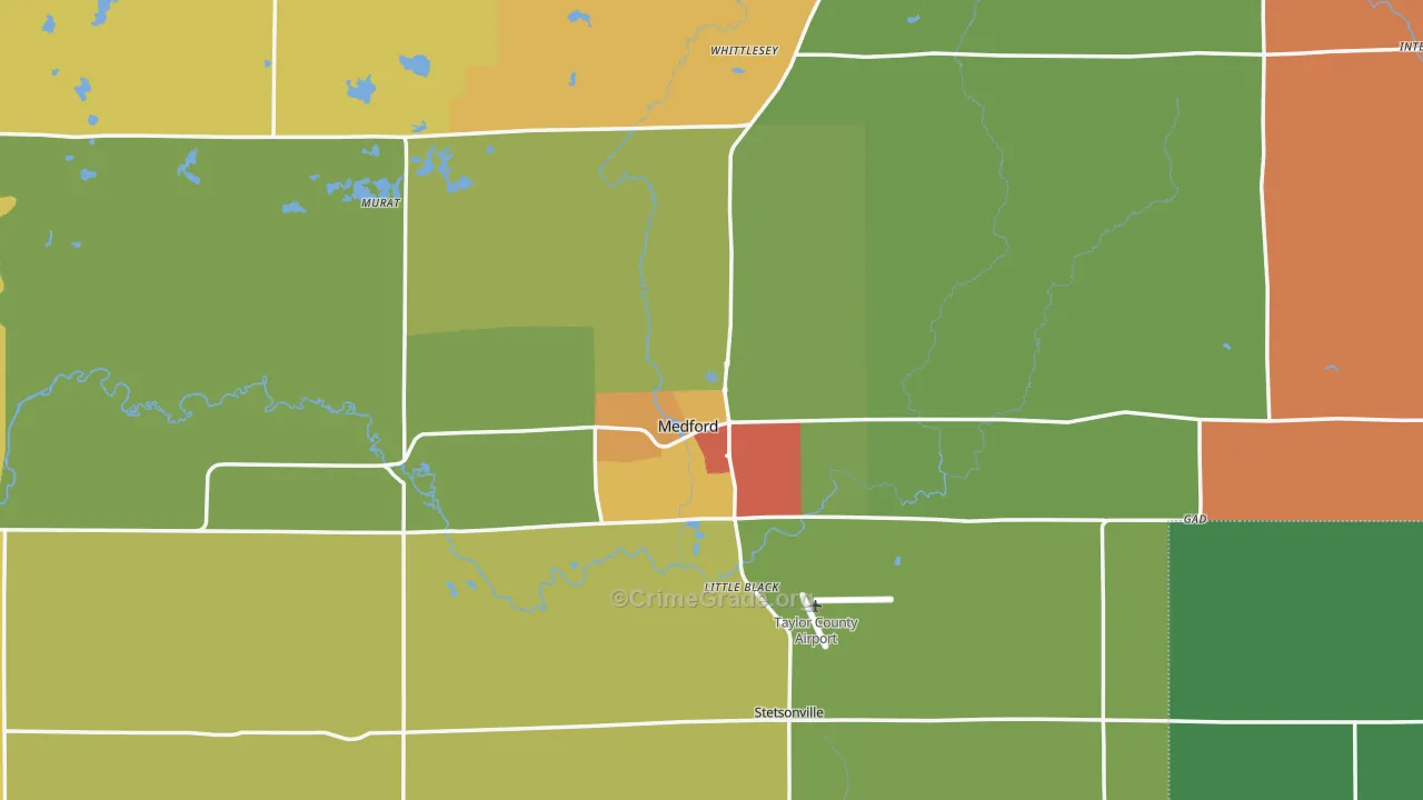 Medford, WI Map of Vandalism Rates