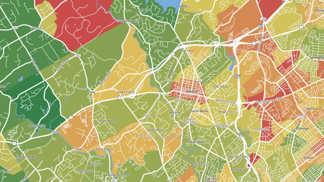 Media, PA Map of Vandalism Rates