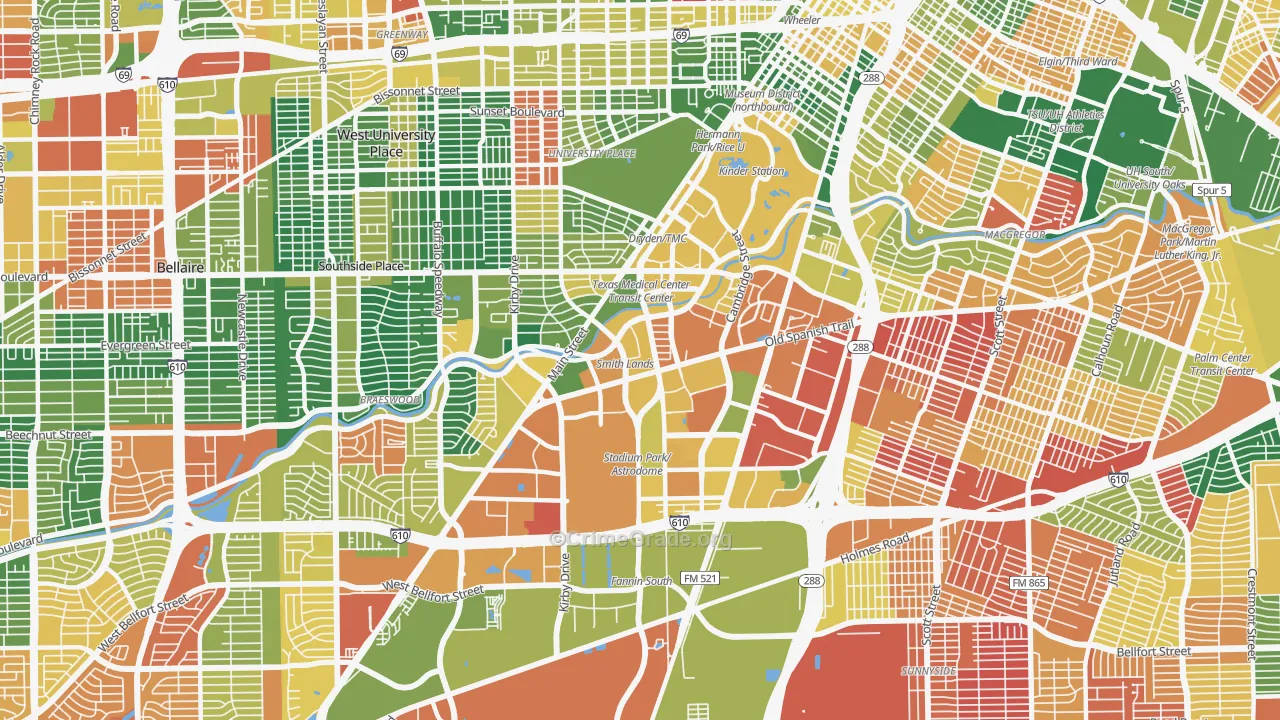 Medical, Houston, TX Map of Vandalism Rates